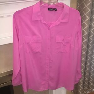 Pink button down top